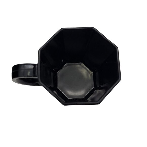 Pair 2x 1980s Arcoroc France Black Octime Octagon Cup Mugs Coffee Glass  VTG Set - Picture 6 of 7